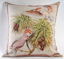 Charger l'image dans la galerie, Coussin carré en lin "Perroquets"