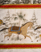 Load image into Gallery viewer, Linen throw &quot;chevaux et éléphants&quot;
