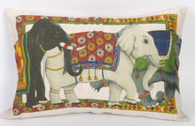 Load image into Gallery viewer, Rectangular linen cushion &quot;Éléphants&quot;
