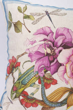 Load image into Gallery viewer, Rectangular linen cushion &quot;Fleurs et animaux&quot;

